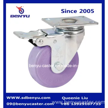 Medium Duty Purple PU Caster with Total Brake